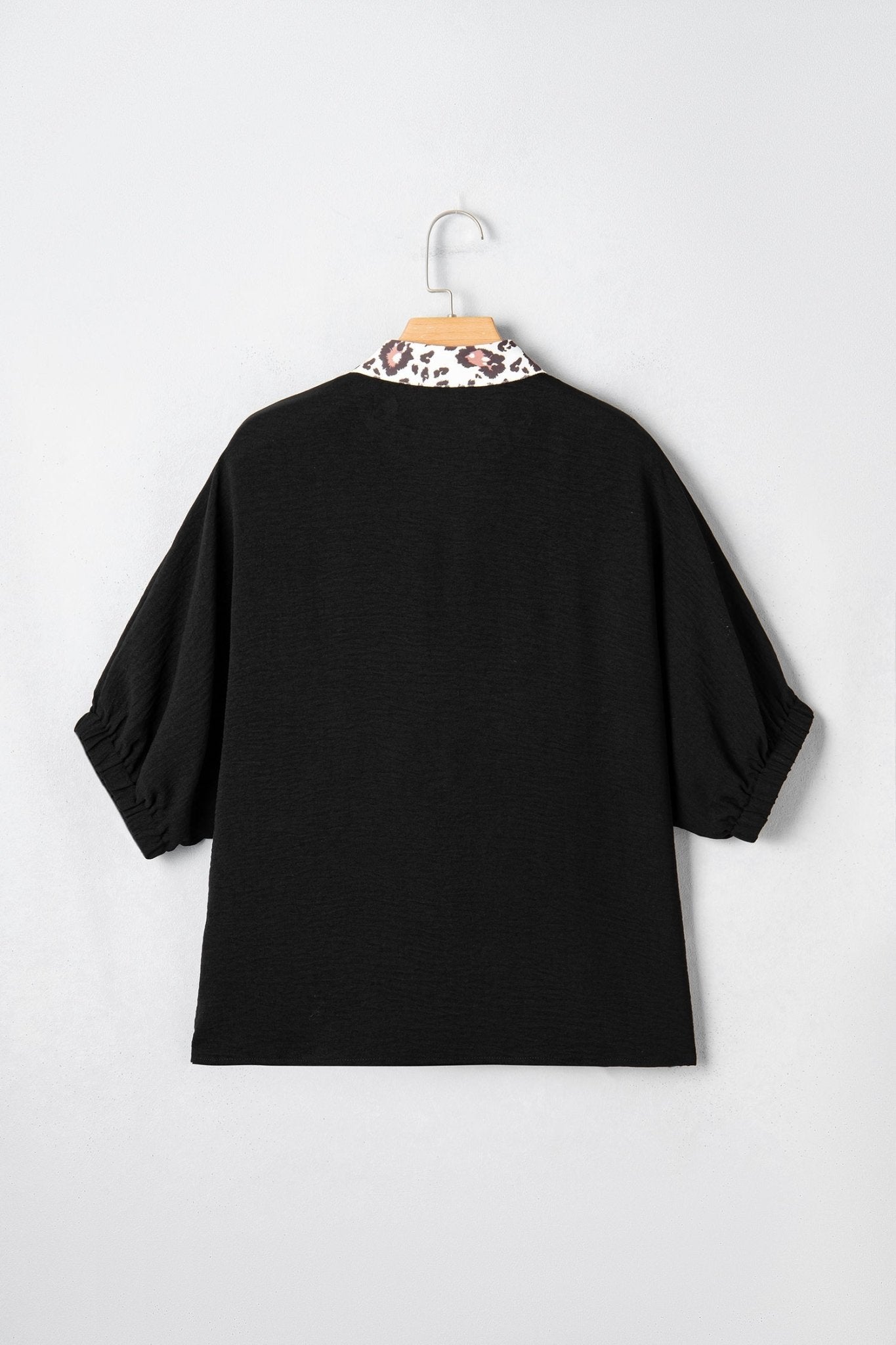 Leopard Patchwork Dolman Sleeve V-Neck Blouse - Rooted & Reckless Co.