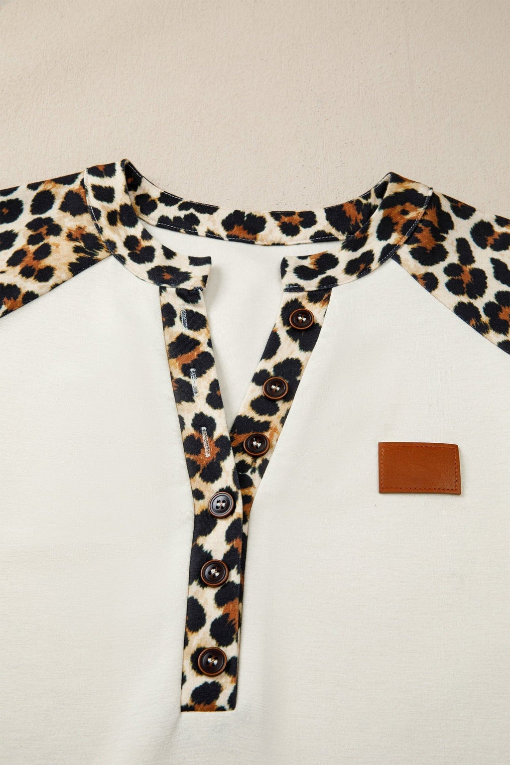 Leopard Patchwork Half Buttoned Short Sleeve Top - Rooted & Reckless Co.