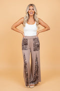 Leopard Patchwork Mineral Wash Wide Leg Pants - Rooted & Reckless Co.