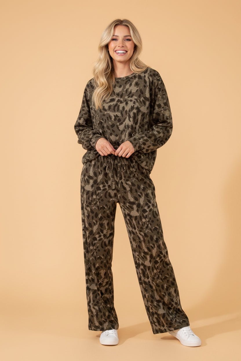 Leopard Patchwork Pullover and Drawstring Pant Set - Rooted & Reckless Co.