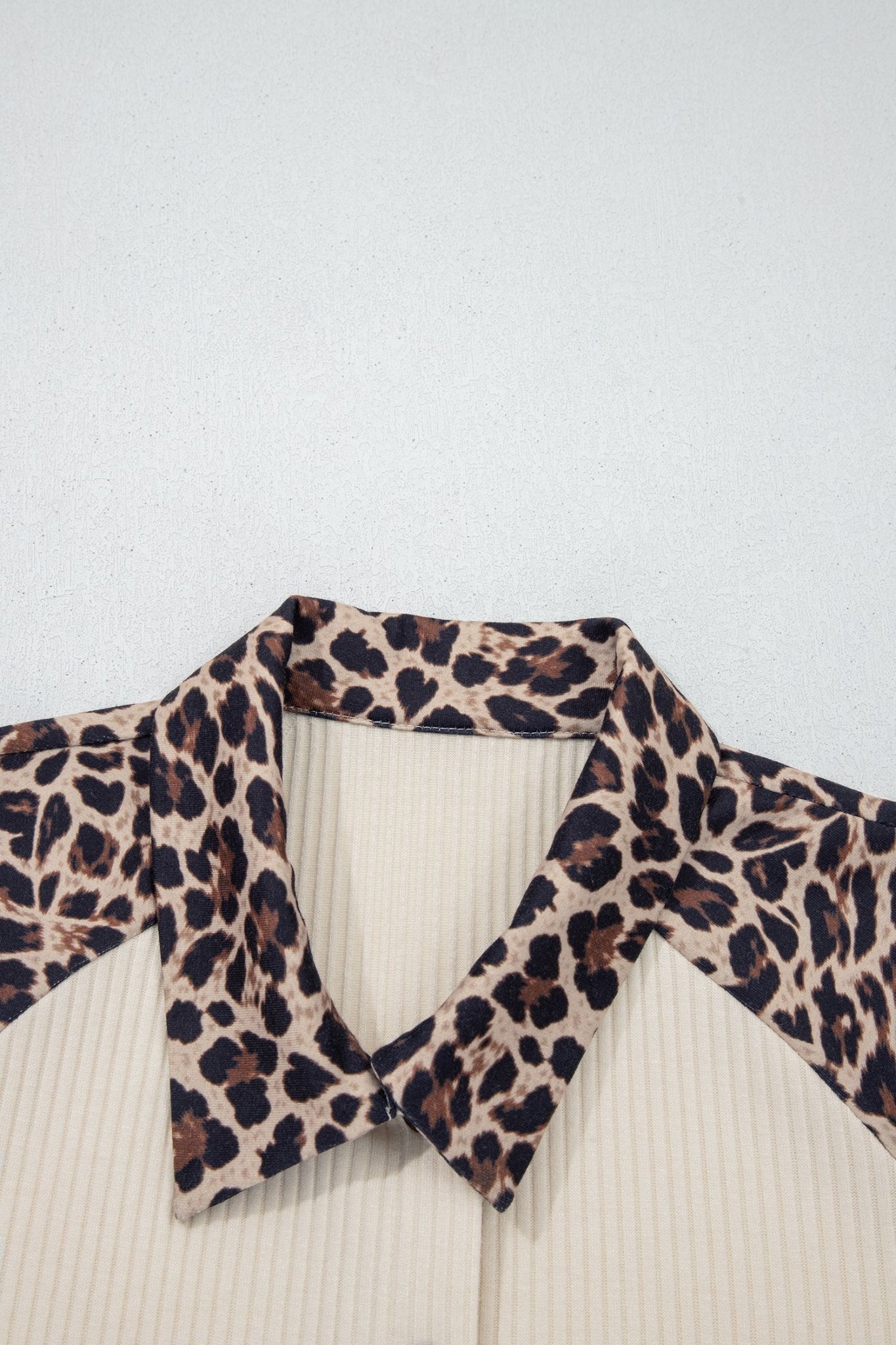 Leopard Patchwork Ribbed Button Down Shirt - Rooted & Reckless Co.