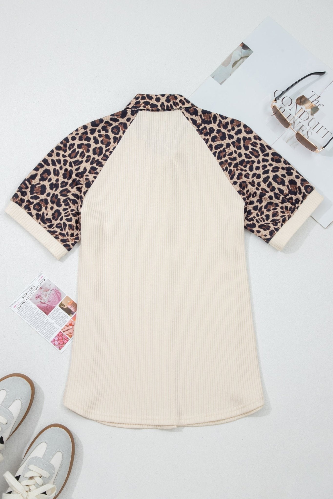 Leopard Patchwork Ribbed Button Down Shirt - Rooted & Reckless Co.