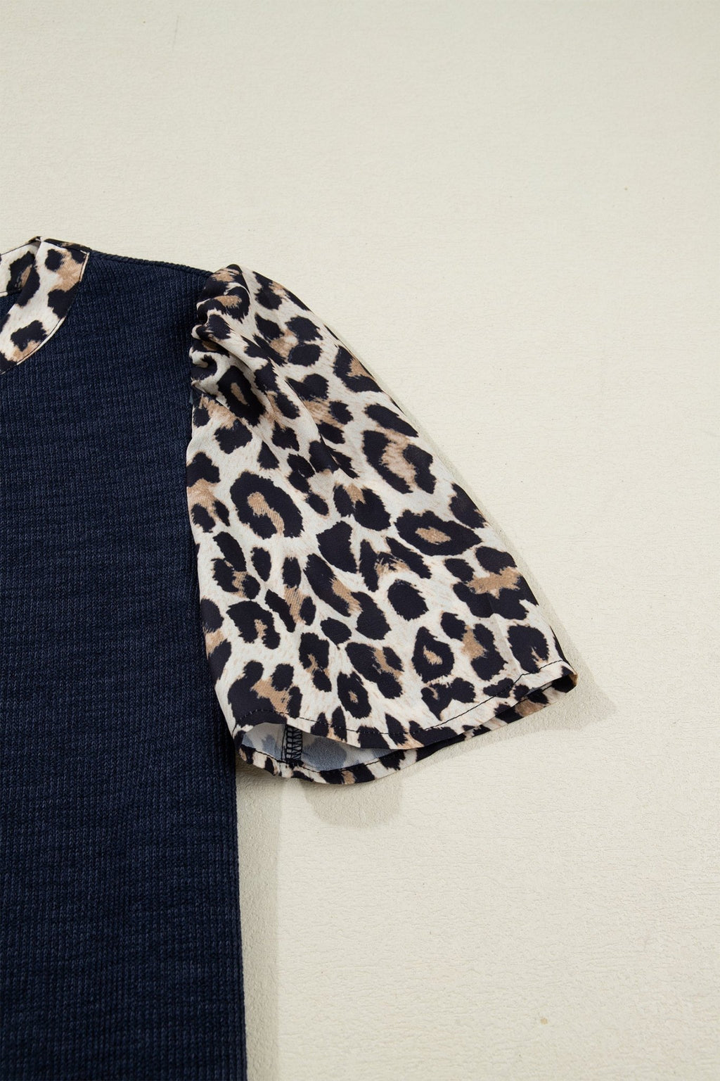 Leopard Patchwork Ribbed Short Sleeve Top - Rooted & Reckless Co.