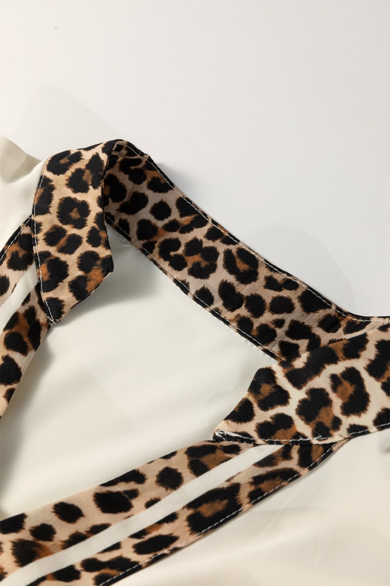 Leopard Patchwork Trim Split Neck Blouse - Rooted & Reckless Co.