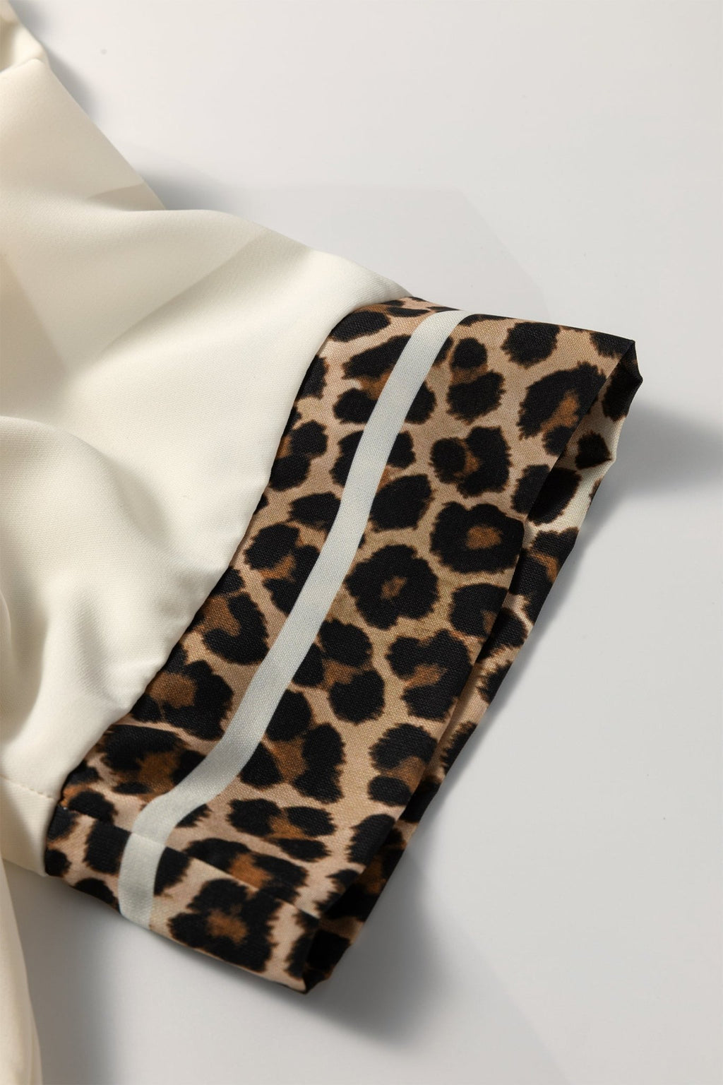 Leopard Patchwork Trim Split Neck Blouse - Rooted & Reckless Co.