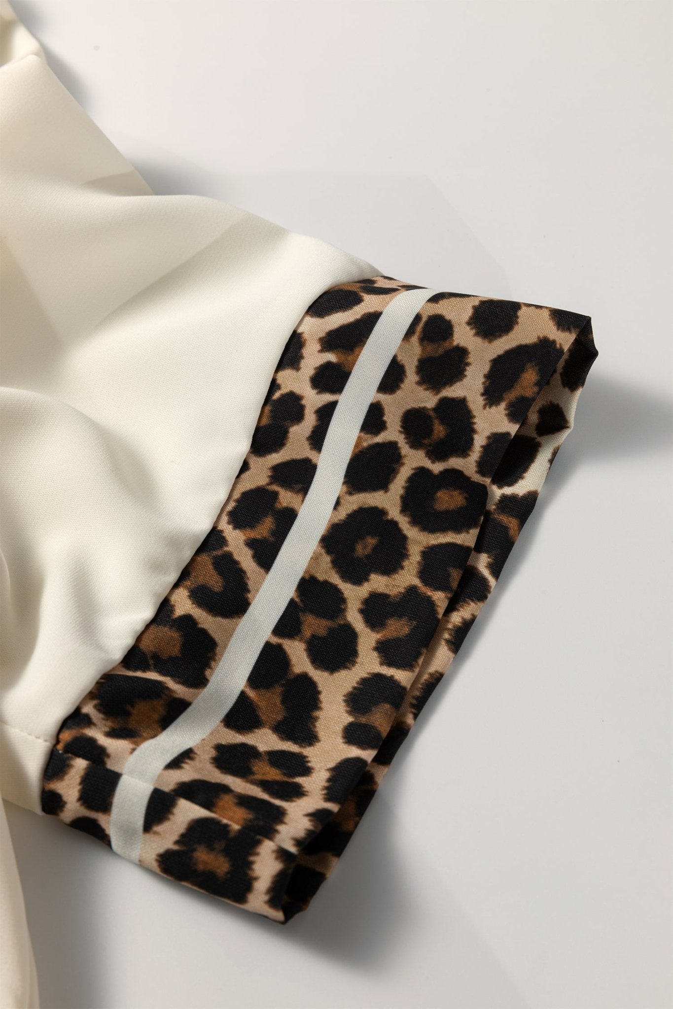 Leopard Patchwork Trim Split Neck Blouse - Rooted & Reckless Co.