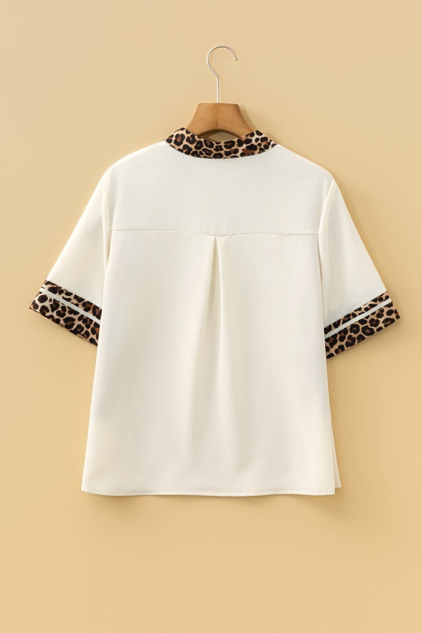 Leopard Patchwork Trim Split Neck Blouse - Rooted & Reckless Co.