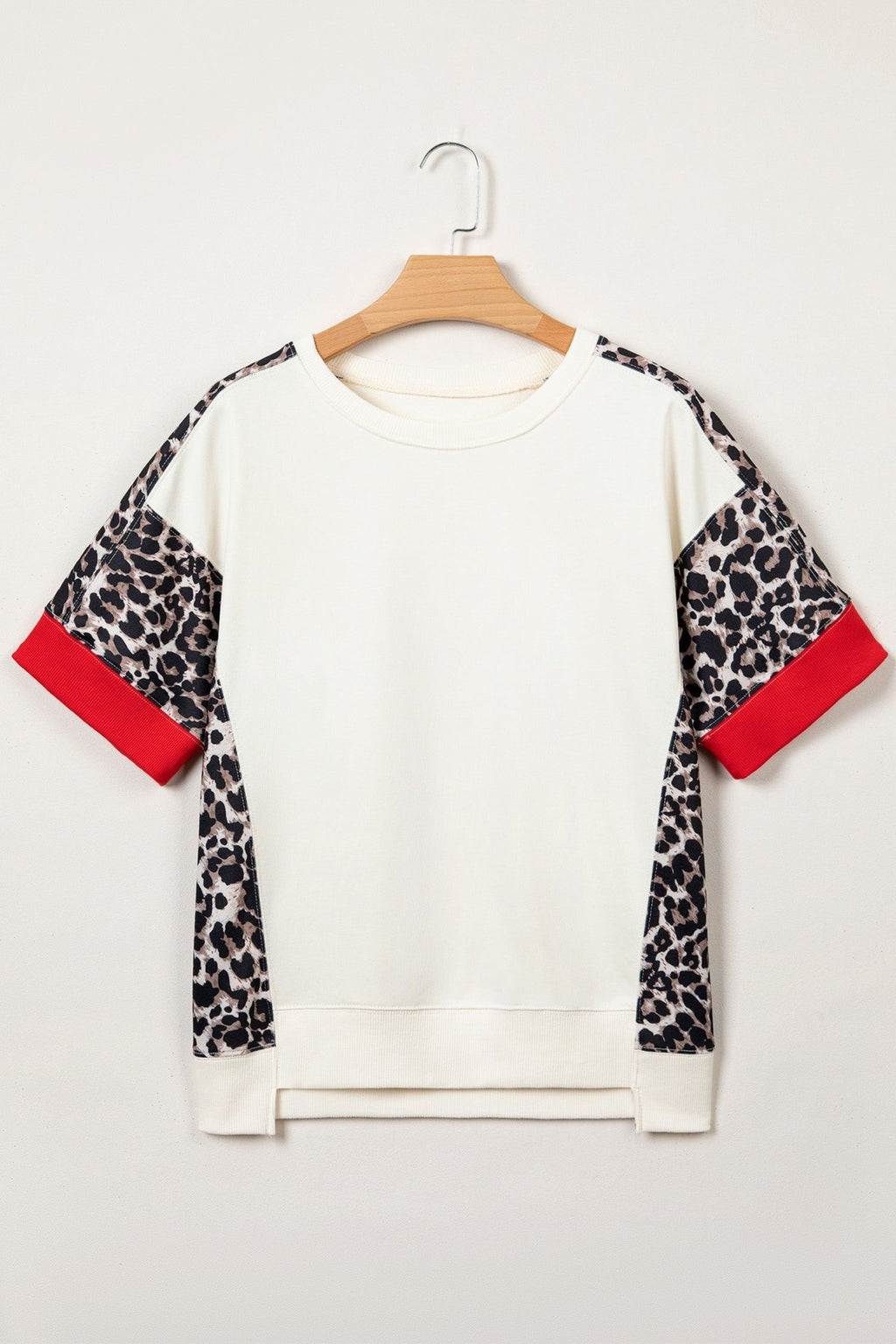Leopard Patchwork Uneven Hem Short Sleeve Top - Rooted & Reckless Co.