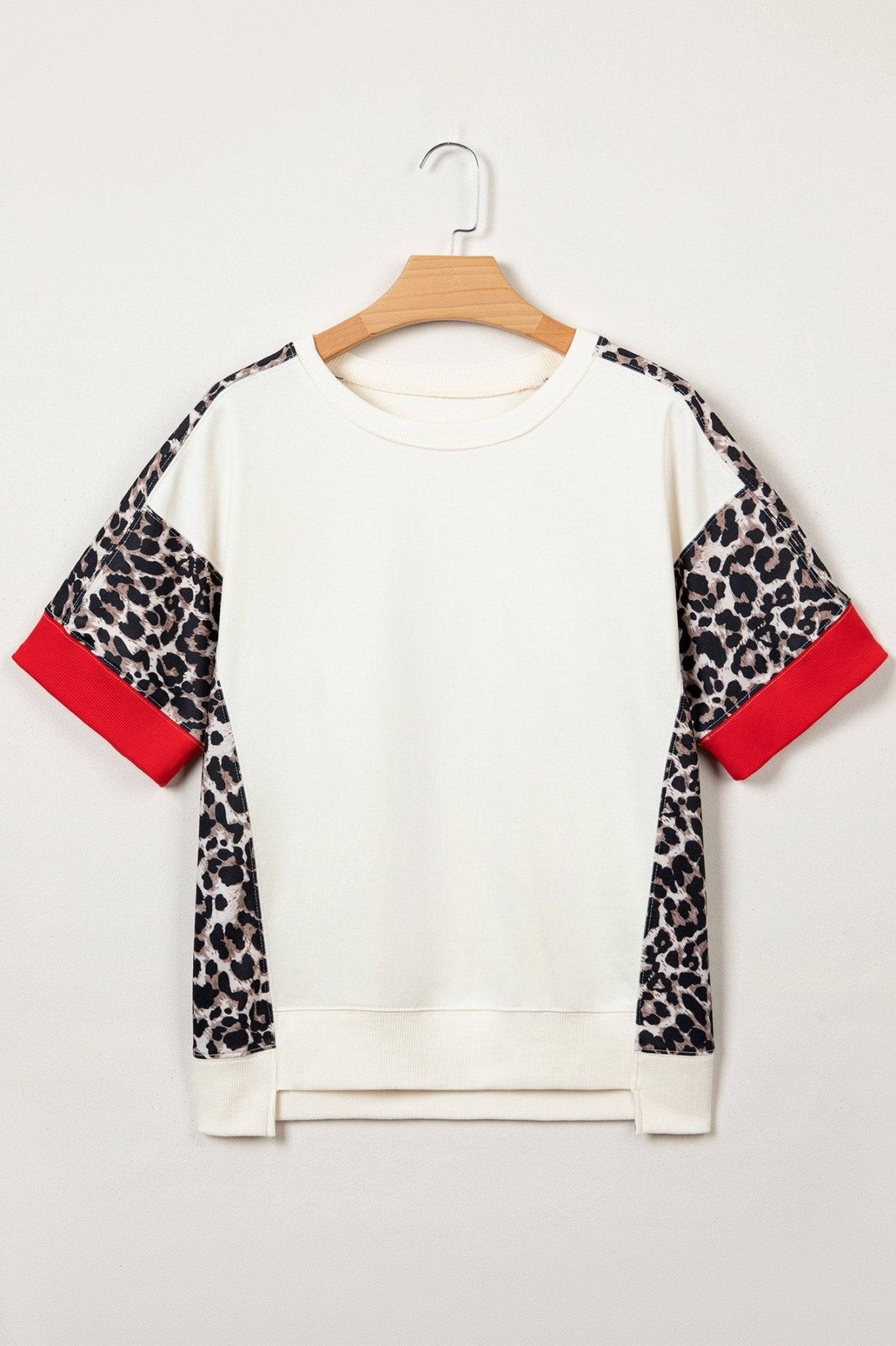 Leopard Patchwork Uneven Hem Short Sleeve Top - Rooted & Reckless Co.