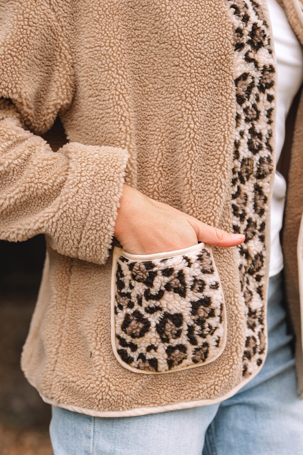 Leopard Plush Pocketed Jacket - Rooted & Reckless Co.