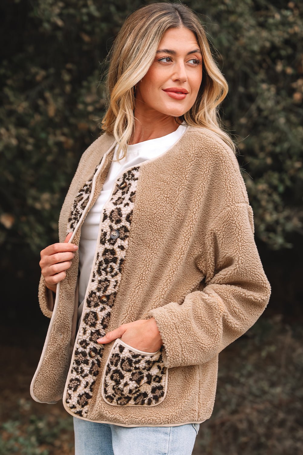Leopard Plush Pocketed Jacket - Rooted & Reckless Co.