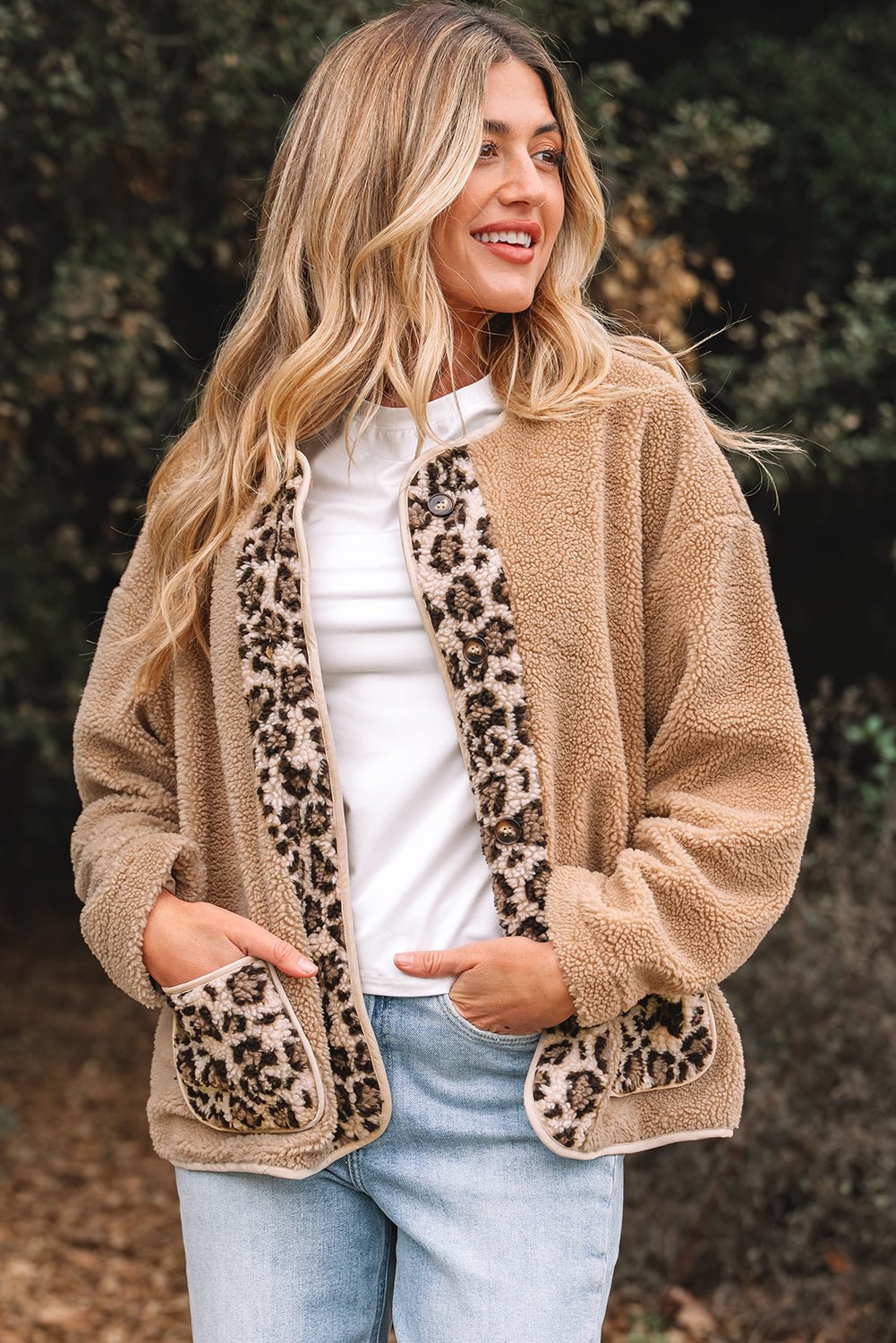 Leopard Plush Pocketed Jacket - Rooted & Reckless Co.