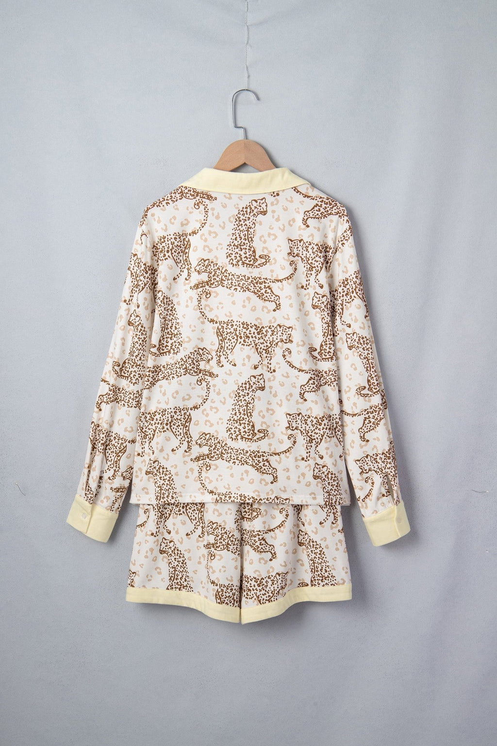 Leopard Pocket Placket Long Sleeve Top and Lounge Bottom Set - Rooted & Reckless Co.
