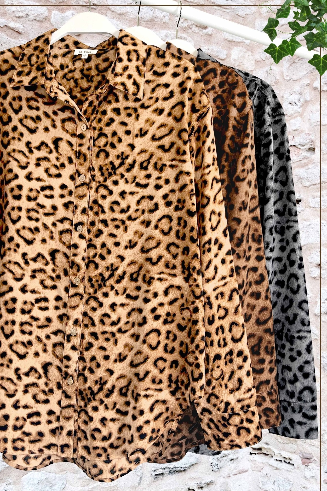 Leopard Printed Button Down Long Sleeve Shirt - Rooted & Reckless Co.