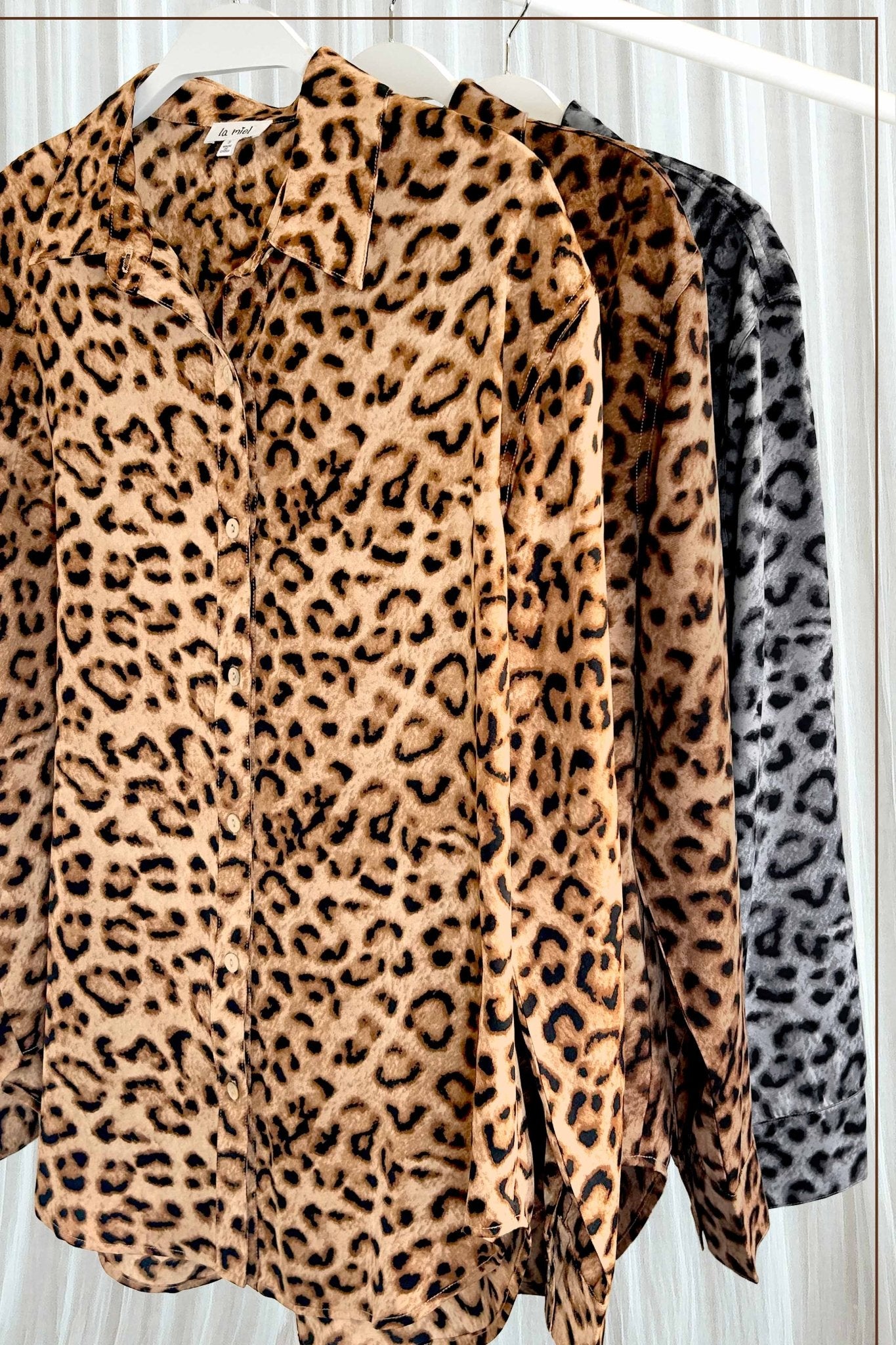 Leopard Printed Button Down Long Sleeve Shirt - Rooted & Reckless Co.