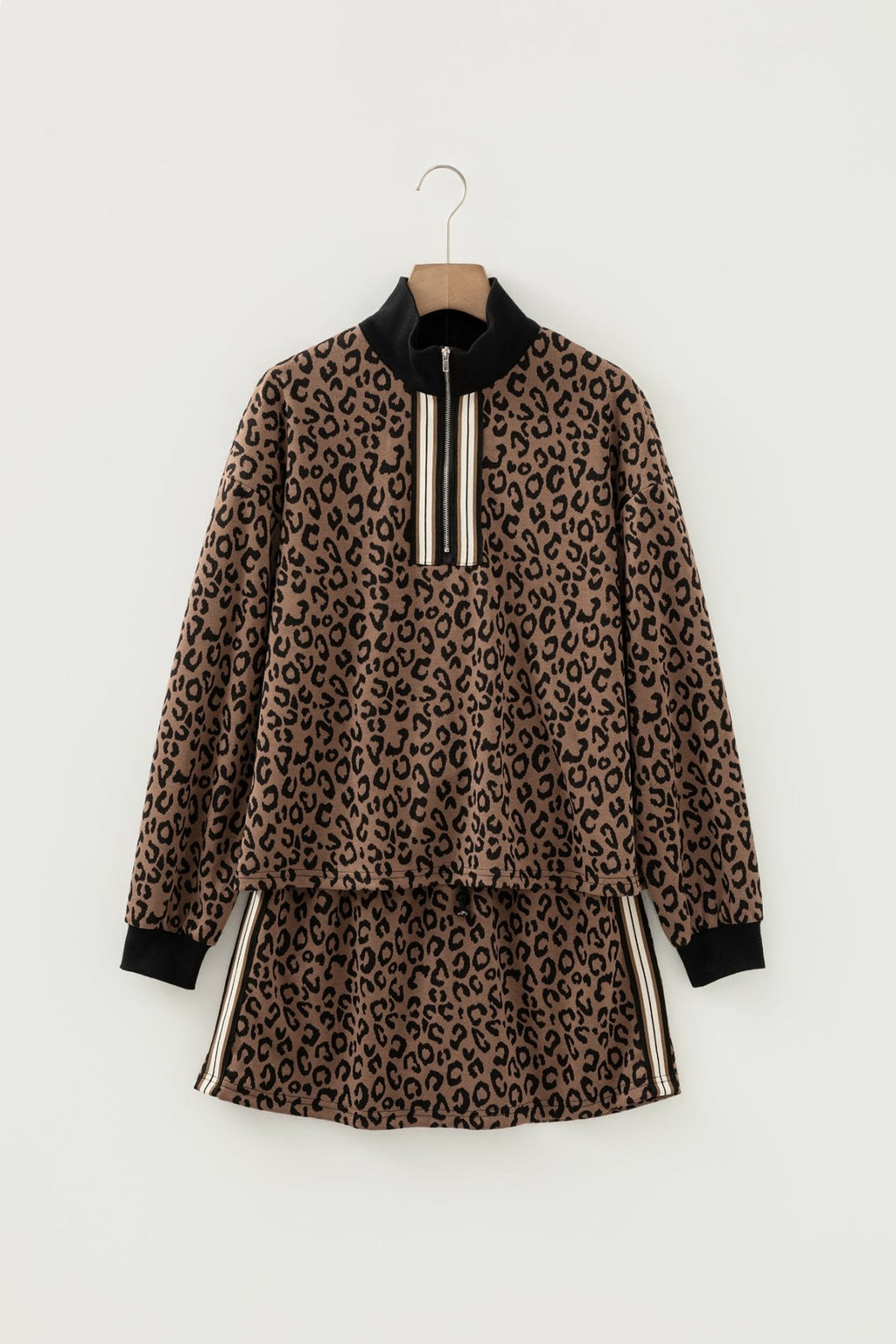 Leopard Quarter Zip Top & Mini Skirt Set - Rooted & Reckless Co.
