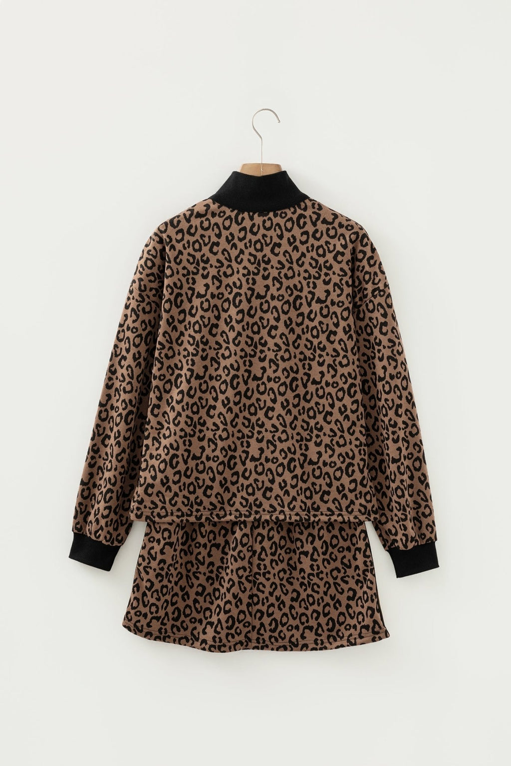 Leopard Quarter Zip Top & Mini Skirt Set - Rooted & Reckless Co.