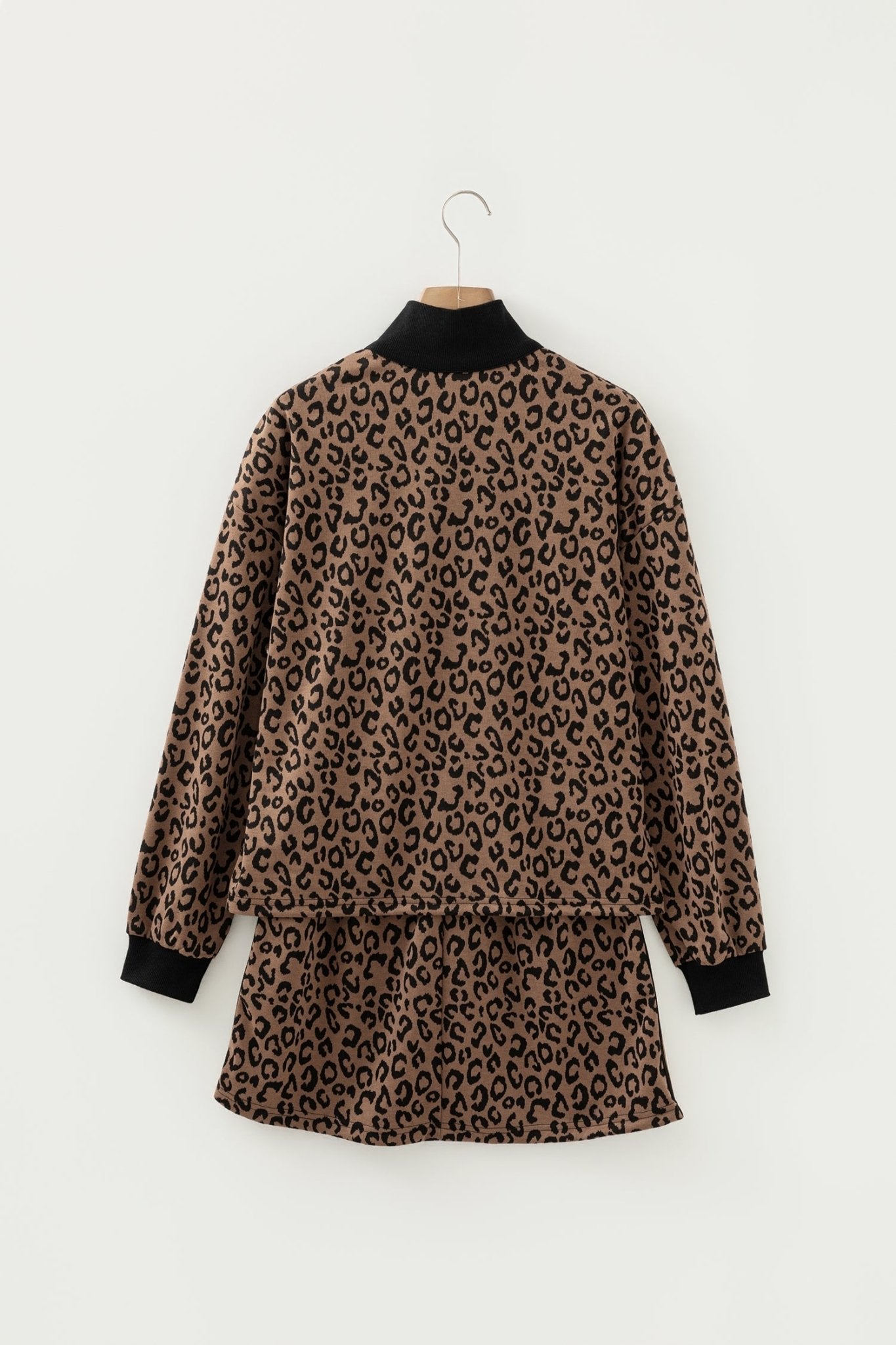 Leopard Quarter Zip Top & Mini Skirt Set - Rooted & Reckless Co.