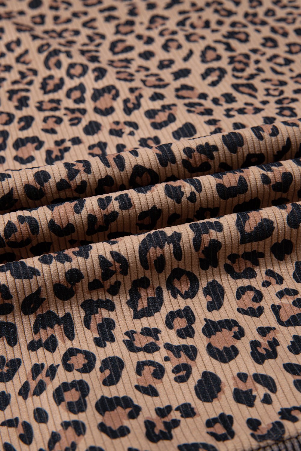 Leopard Ribbed Knit Contrast Half-Zip Hoodie - Rooted & Reckless Co.
