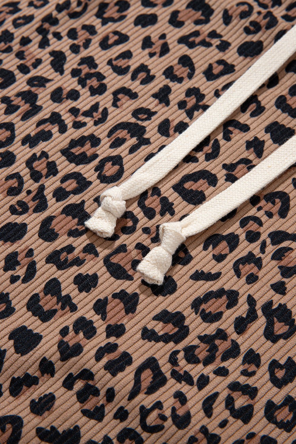 Leopard Ribbed Knit Contrast Half-Zip Hoodie - Rooted & Reckless Co.