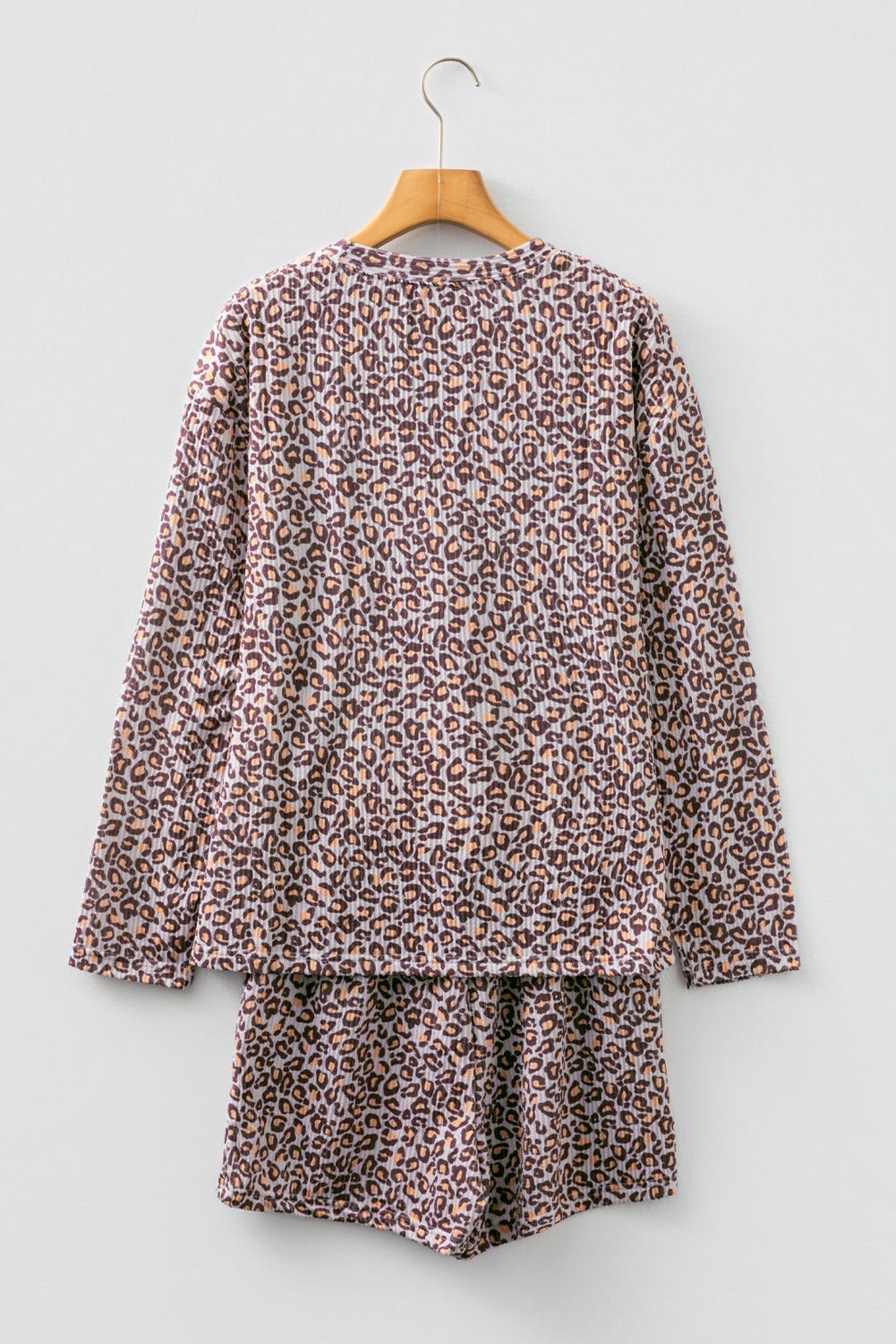 Leopard Ribbed Long Sleeve Top and Shorts Set - Rooted & Reckless Co.