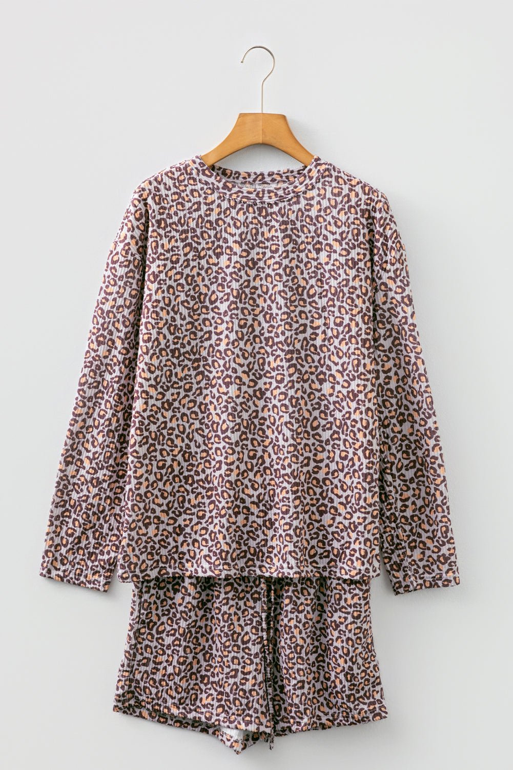 Leopard Ribbed Long Sleeve Top and Shorts Set - Rooted & Reckless Co.