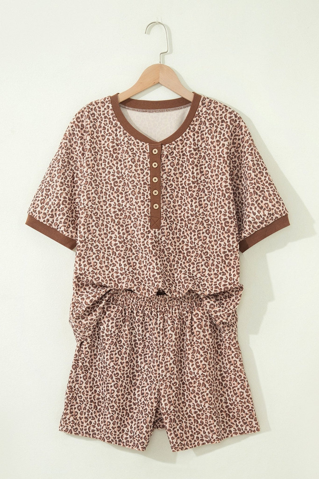 Leopard Ribbed Tee & Elastic Waist Shorts Set - Rooted & Reckless Co.