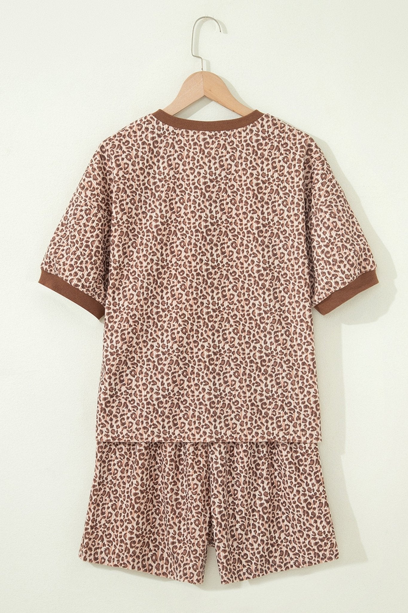 Leopard Ribbed Tee & Elastic Waist Shorts Set - Rooted & Reckless Co.
