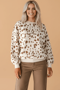 Leopard Ribbed Trim Drop Shoulder Long Sleeve Sweatshirt - Rooted & Reckless Co.