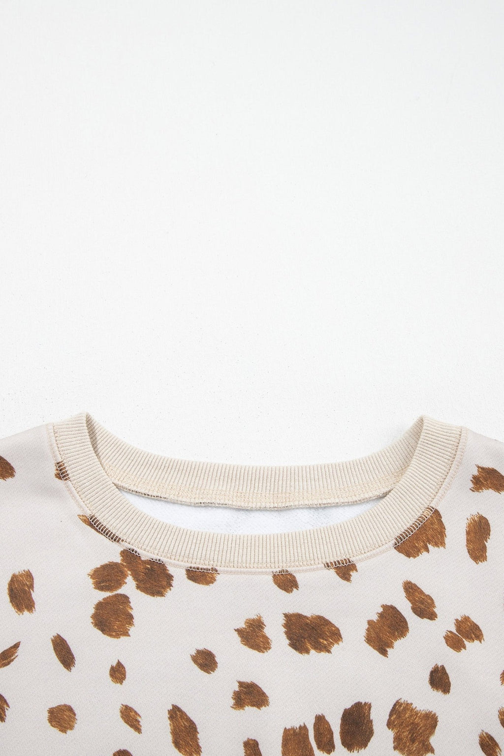 Leopard Ribbed Trim Drop Shoulder Long Sleeve Sweatshirt - Rooted & Reckless Co.