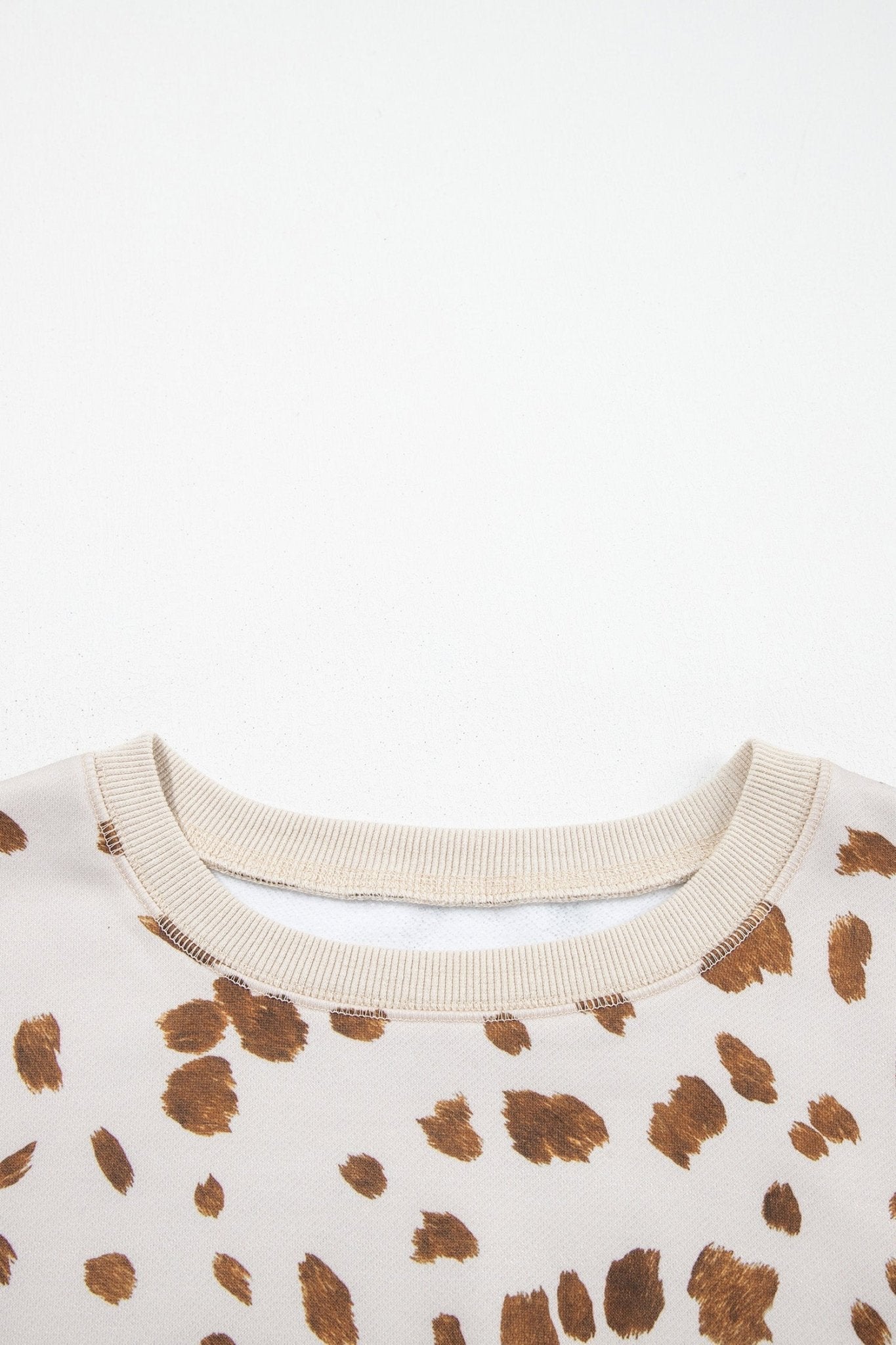 Leopard Ribbed Trim Drop Shoulder Long Sleeve Sweatshirt - Rooted & Reckless Co.