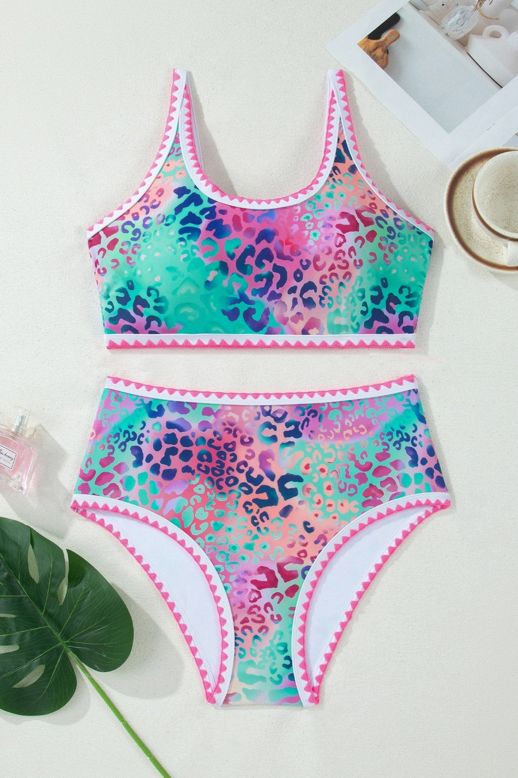 Leopard Ricrac High Waist Bikini Swim Set - Rooted & Reckless Co.