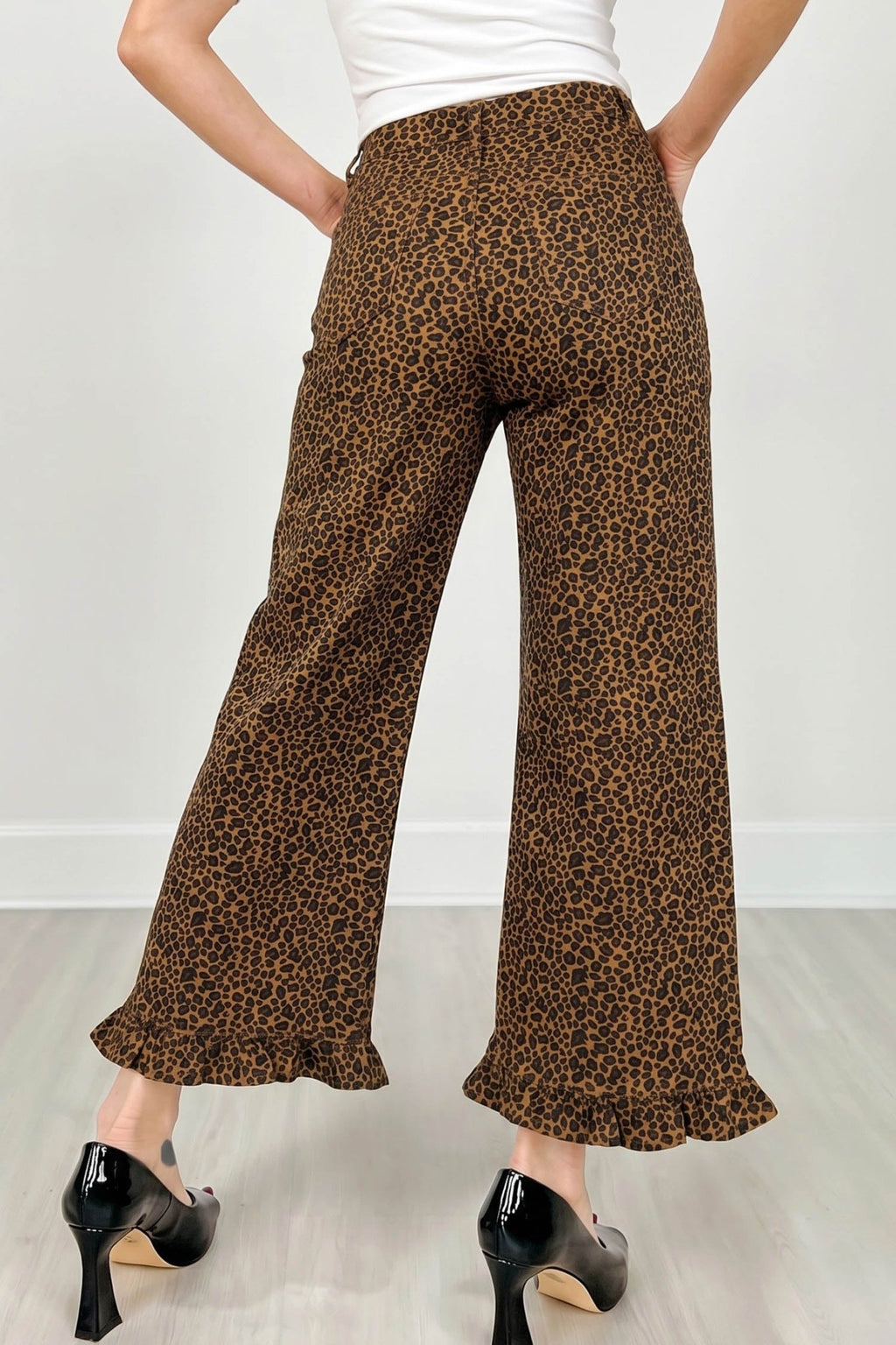 Leopard Ruffle Hem Shift Jeans - Rooted & Reckless Co.