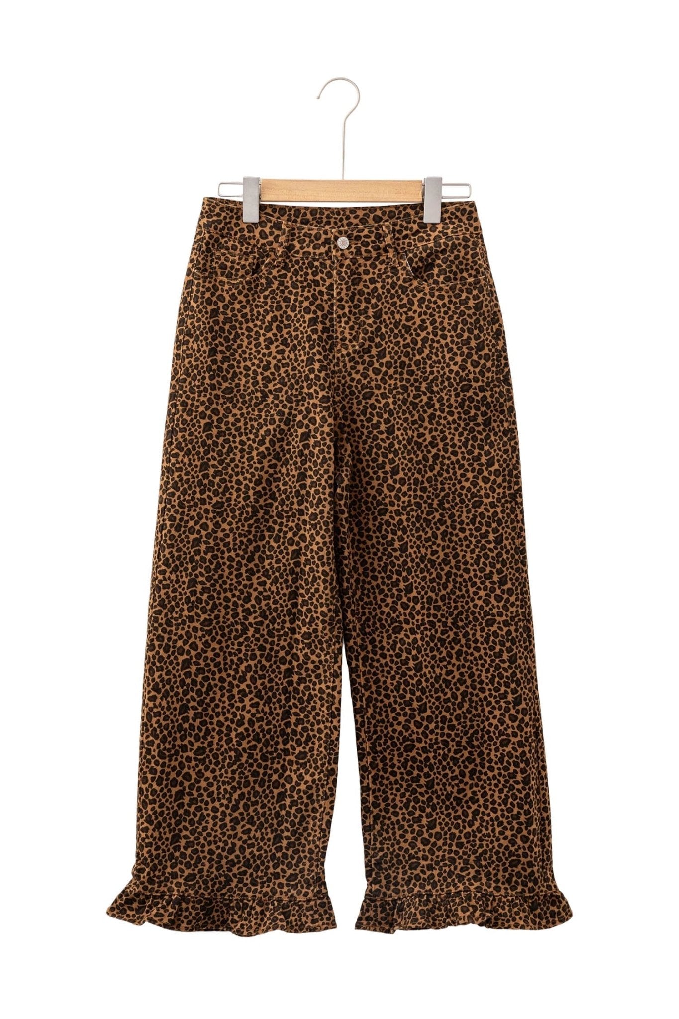 Leopard Ruffle Hem Shift Jeans - Rooted & Reckless Co.