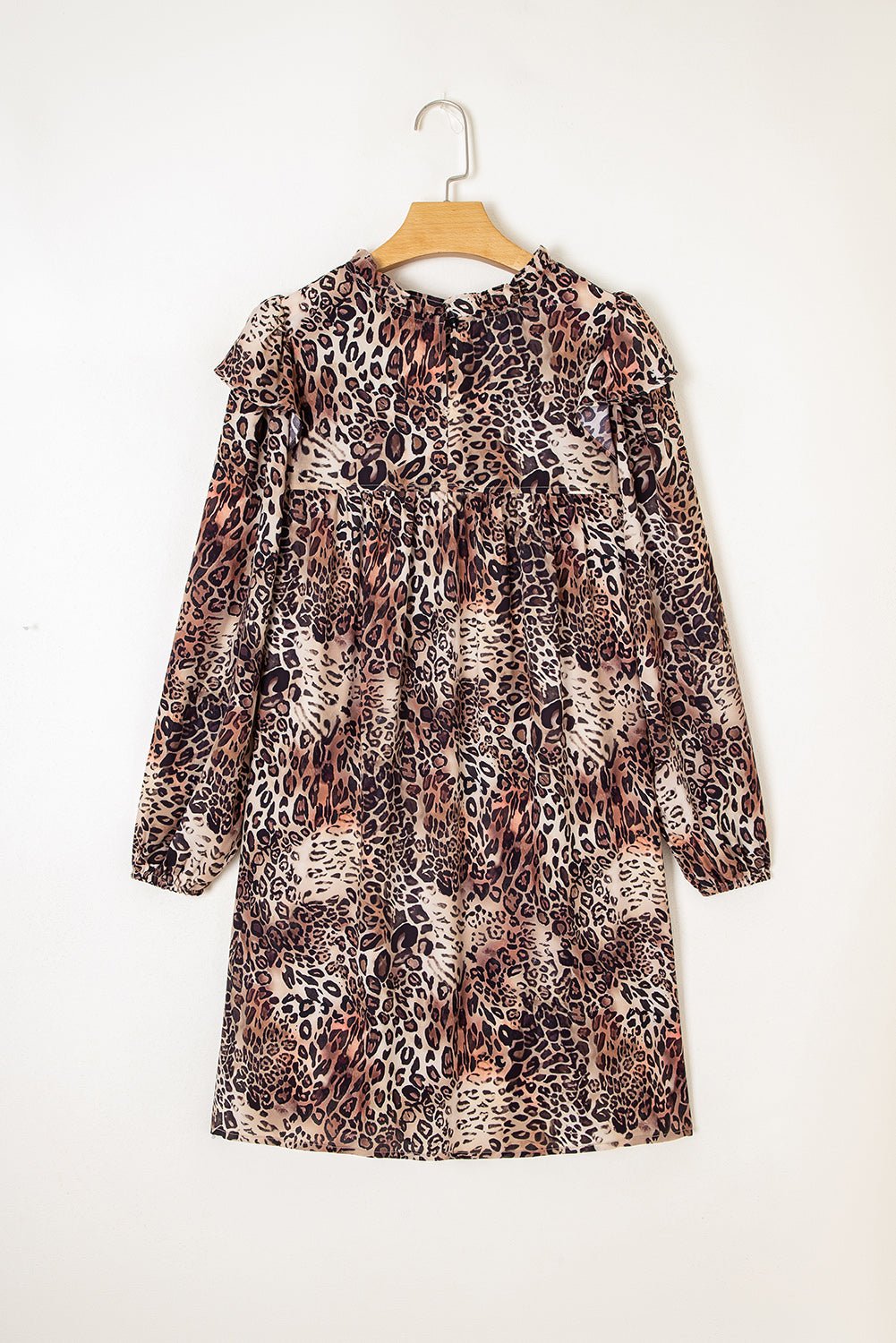 Leopard Ruffle Long Sleeve Mini Dress - Rooted & Reckless Co.