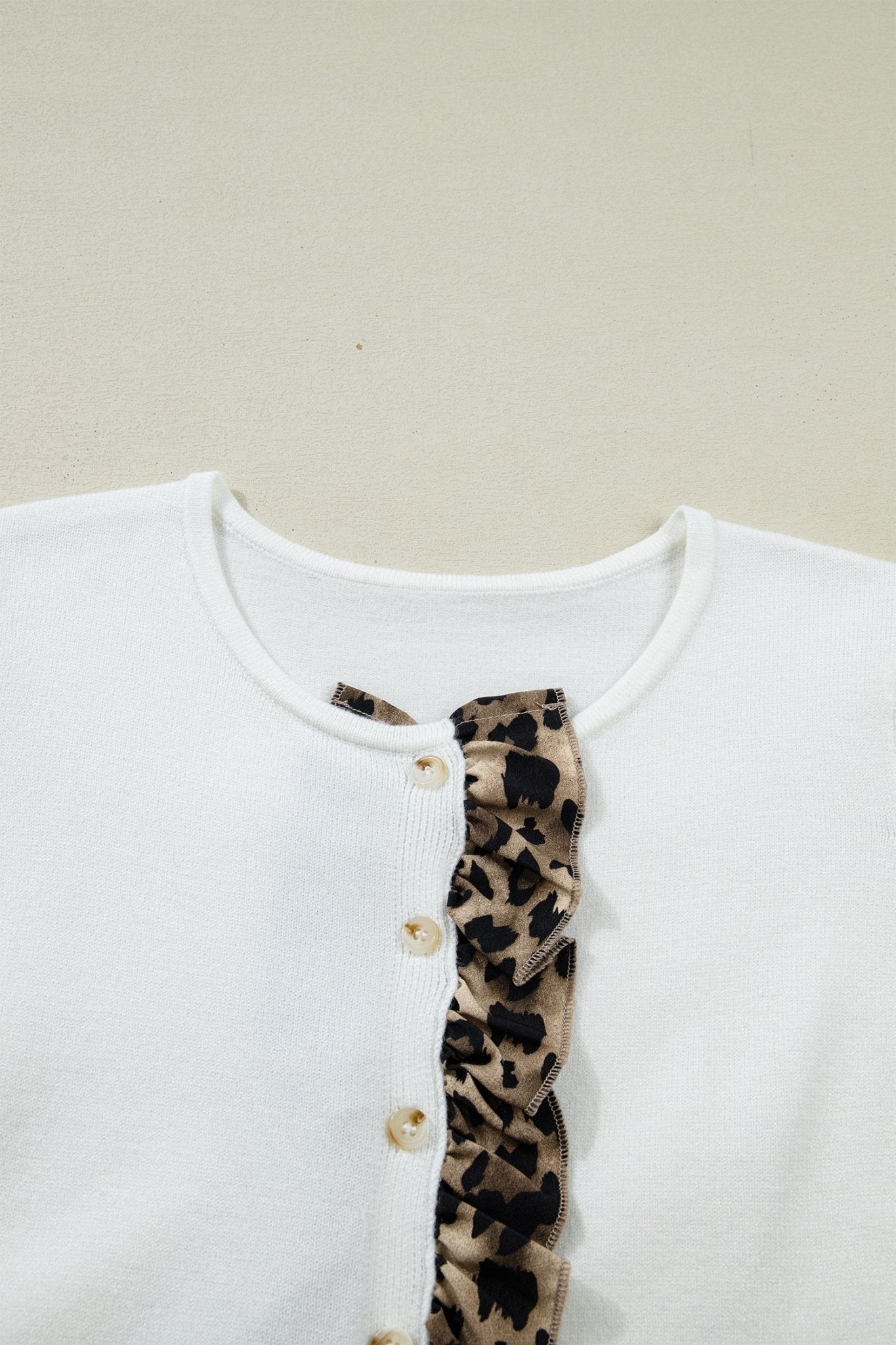 Leopard Ruffle Patchwork Button Up Cropped Cardigan - Rooted & Reckless Co.