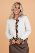 Leopard Ruffle Patchwork Button Up Cropped Cardigan - Rooted & Reckless Co.