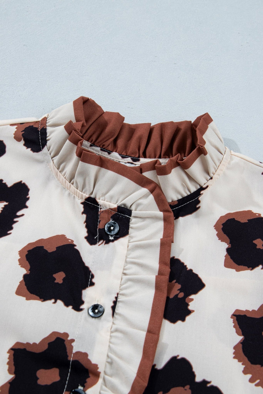 Leopard Ruffle Sleeve Button Up Blouse - Rooted & Reckless Co.