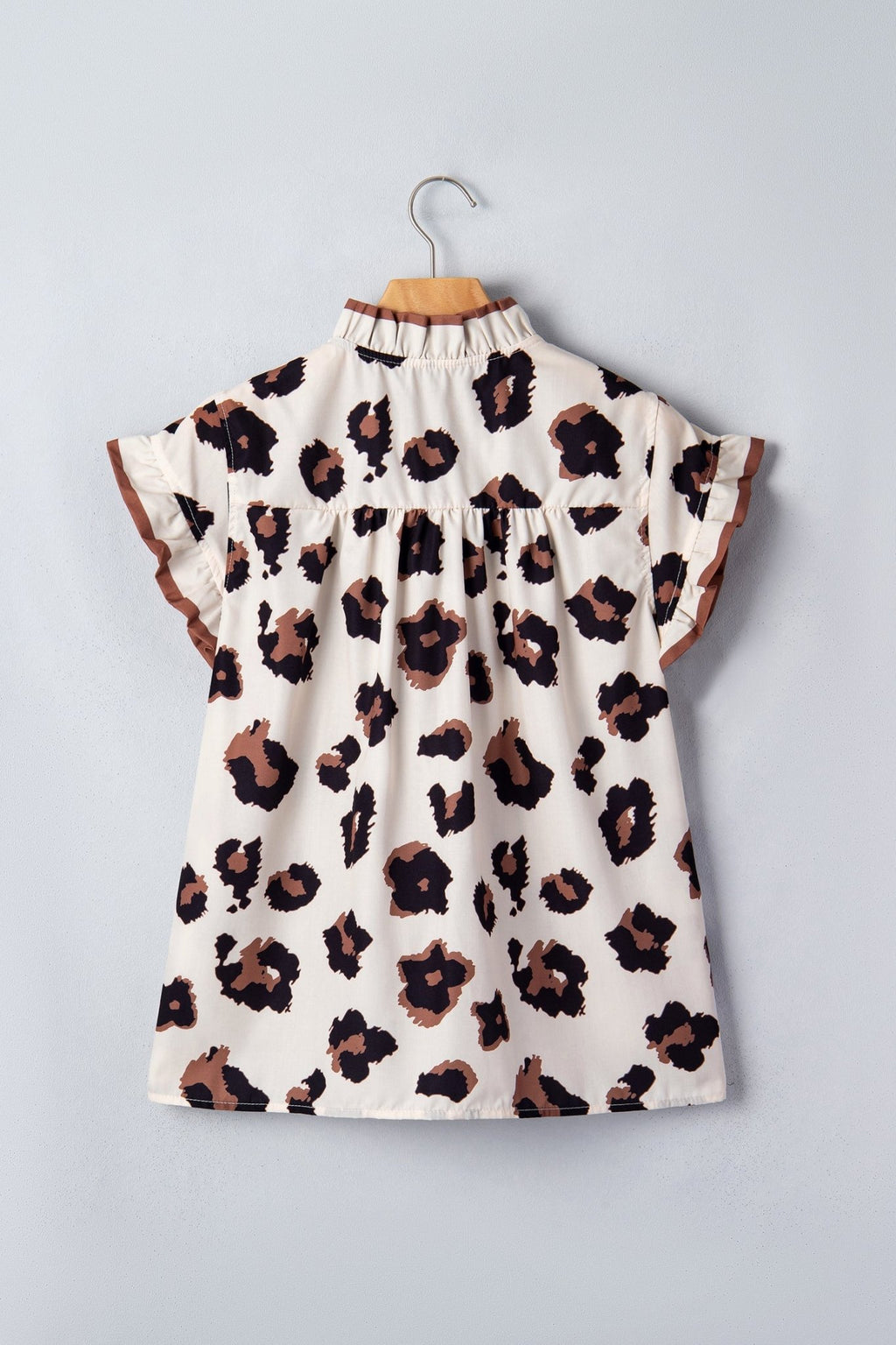 Leopard Ruffle Sleeve Button Up Blouse - Rooted & Reckless Co.