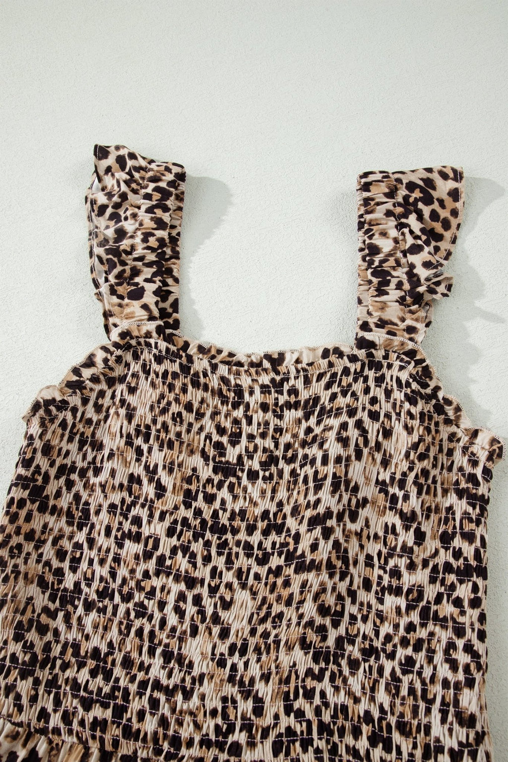 Leopard Ruffle Straps Smocked Tiered Maxi Dress - Rooted & Reckless Co.