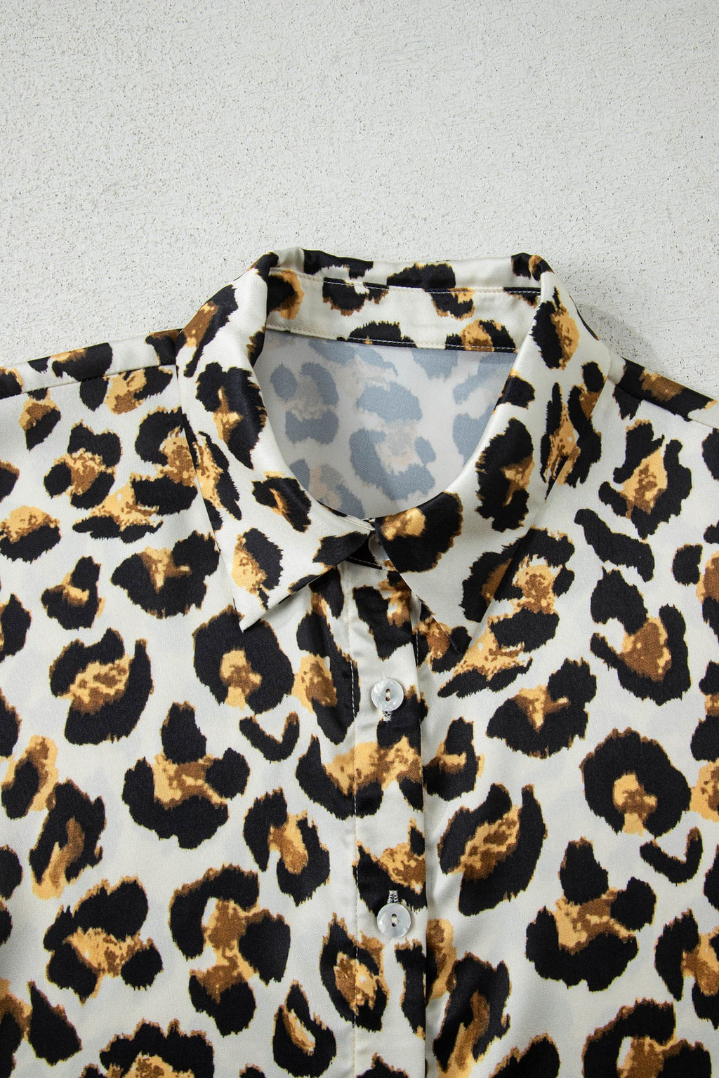 Leopard Ruffle Trim 3/4 Sleeve Buttoned Shirt - Rooted & Reckless Co.