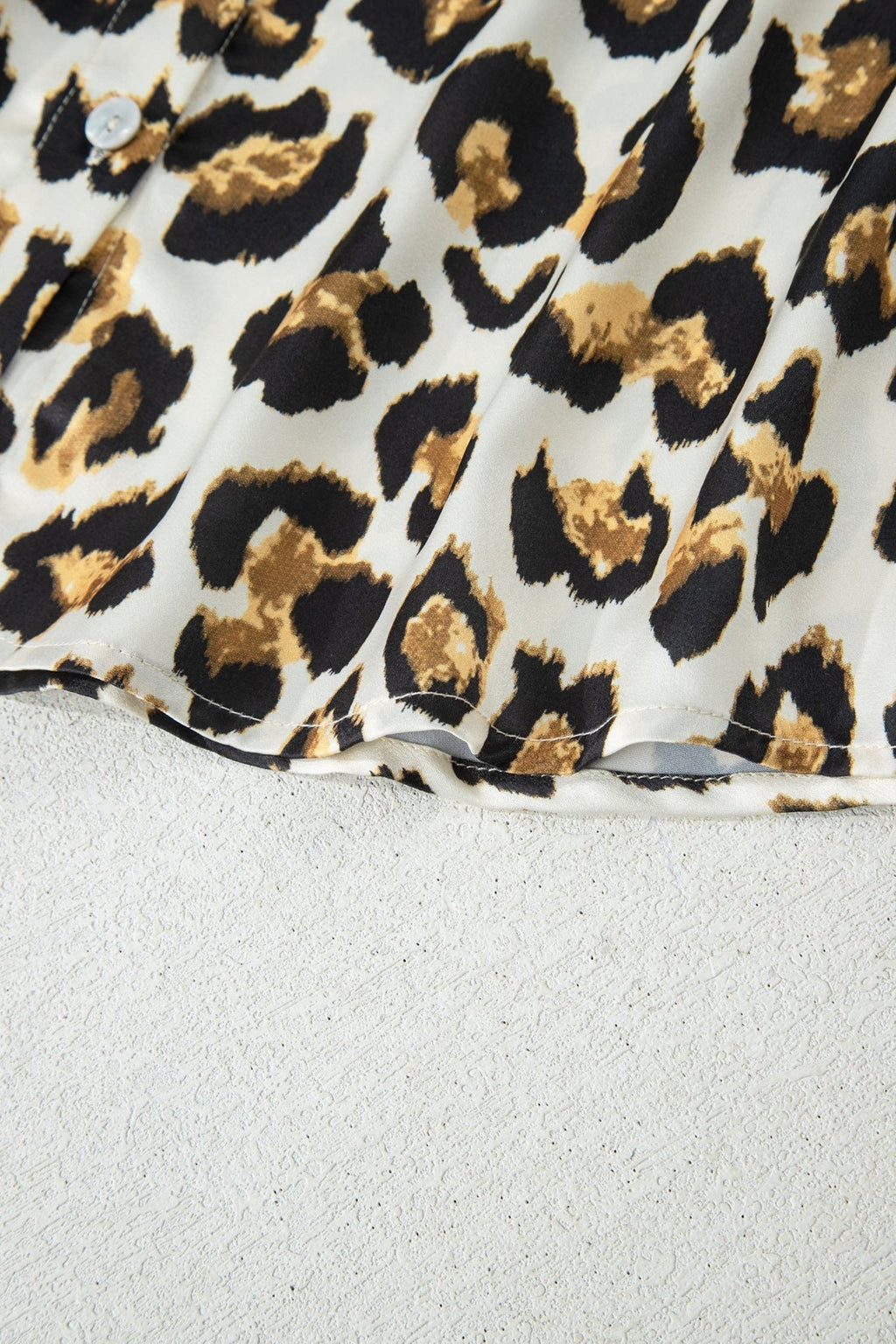 Leopard Ruffle Trim 3/4 Sleeve Buttoned Shirt - Rooted & Reckless Co.