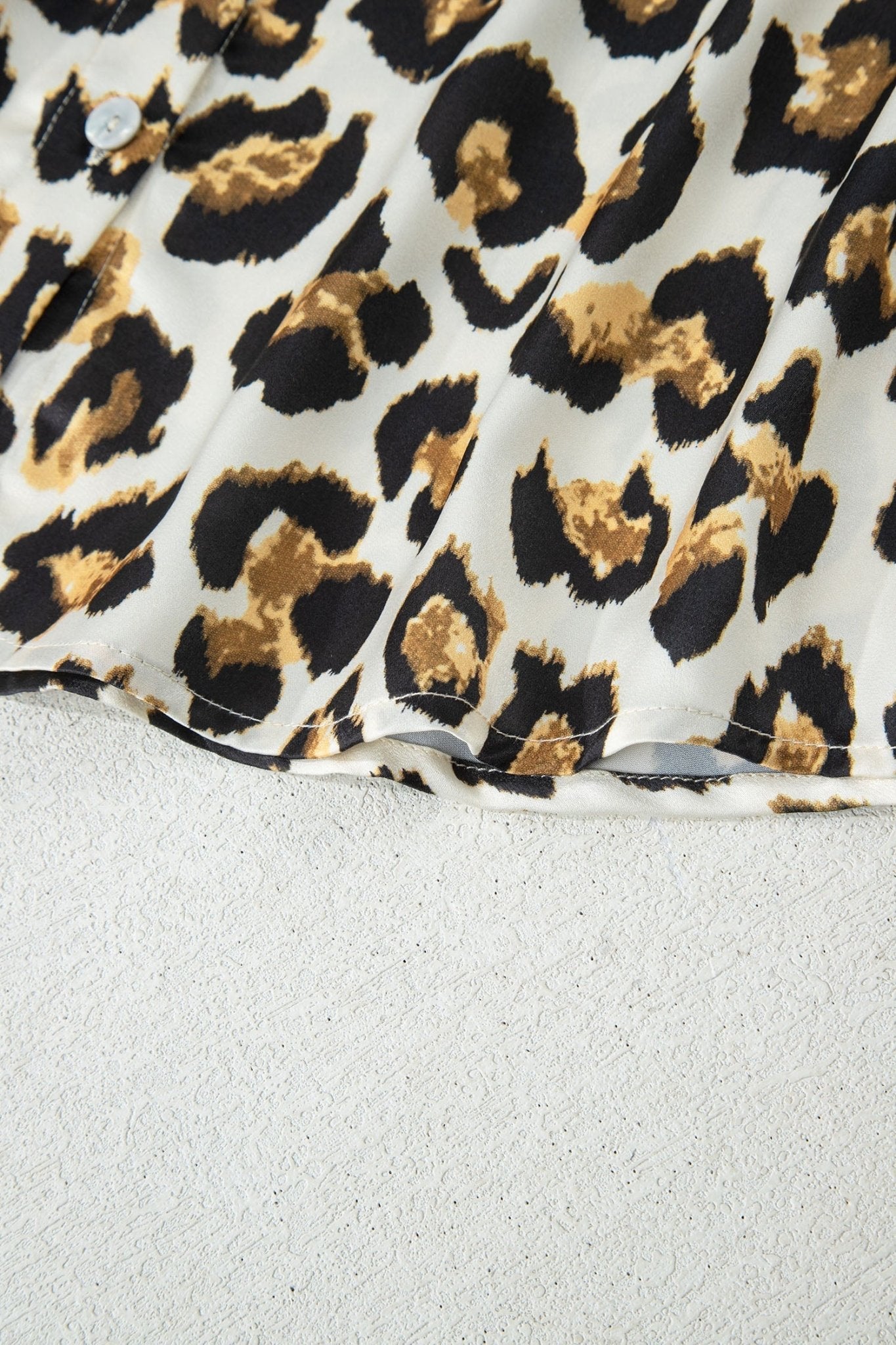 Leopard Ruffle Trim 3/4 Sleeve Buttoned Shirt - Rooted & Reckless Co.