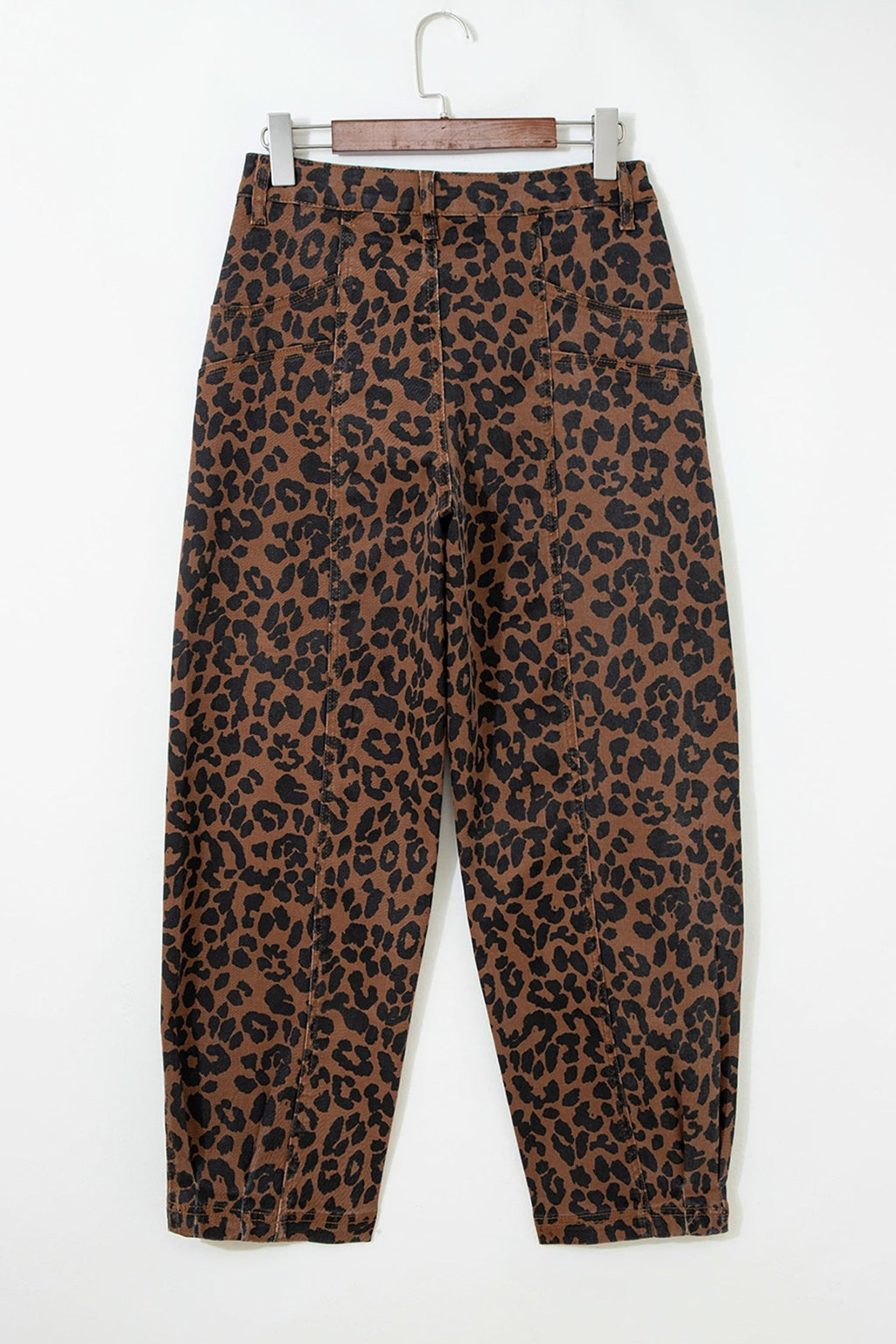 Leopard Seam Detail High Waist Barrel Leg Jeans - Rooted & Reckless Co.