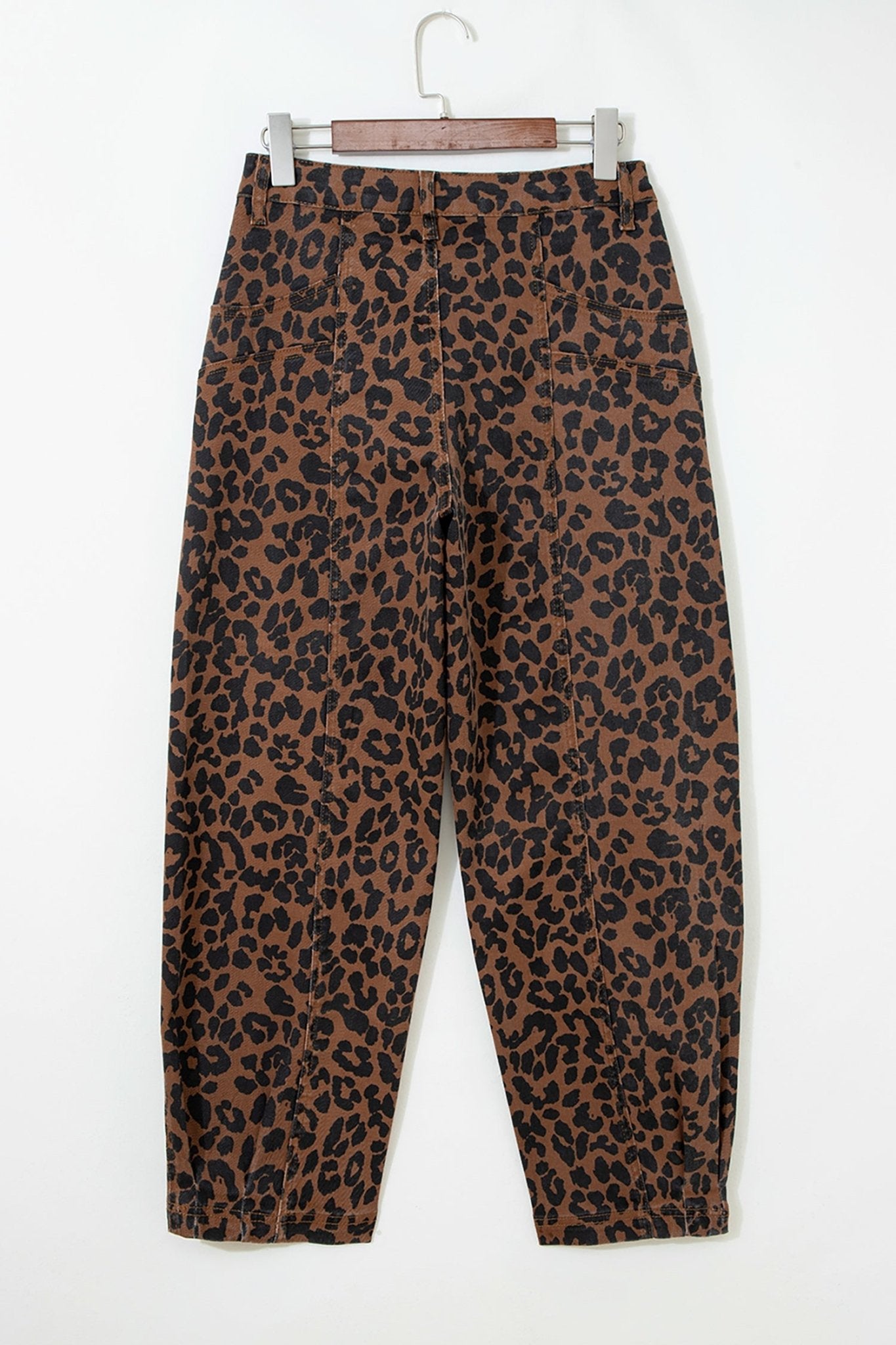 Leopard Seam Detail High Waist Barrel Leg Jeans - Rooted & Reckless Co.