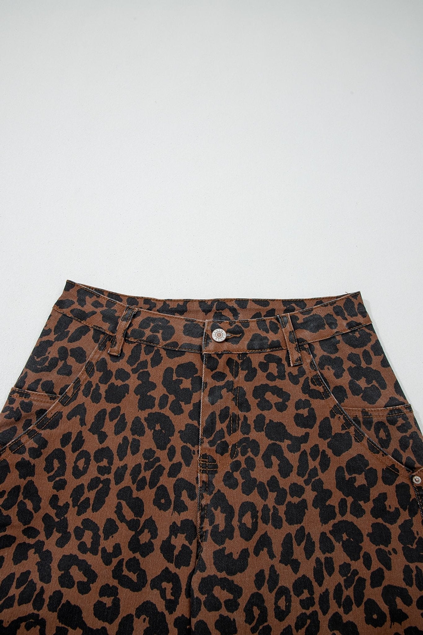 Leopard Seam Detail High Waist Barrel Leg Jeans - Rooted & Reckless Co.