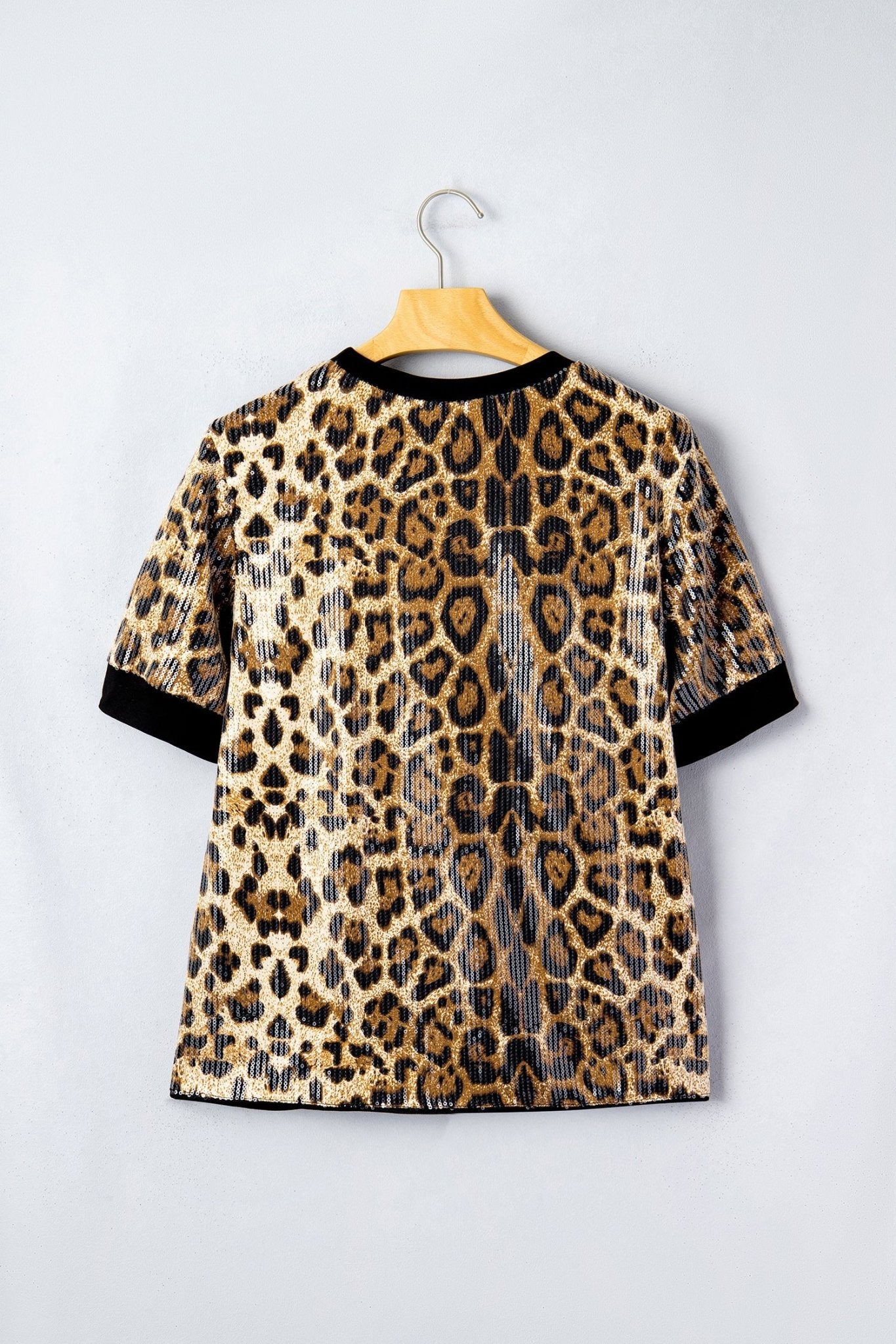 Leopard Sequin Short Sleeve Top - Rooted & Reckless Co.