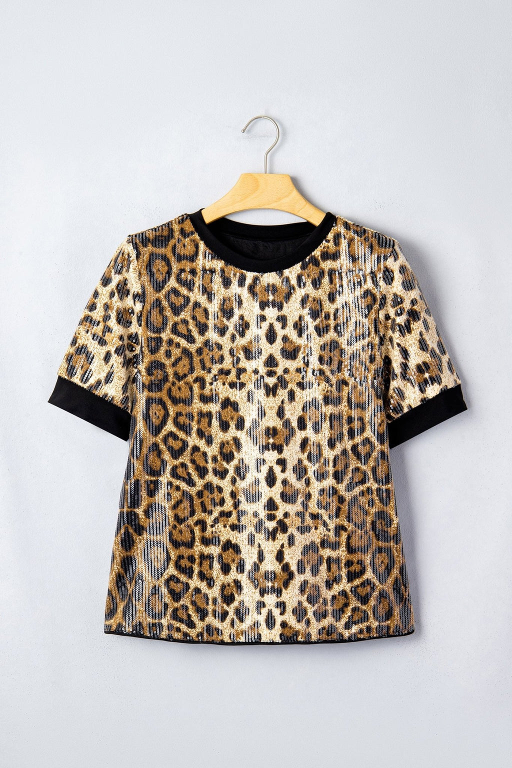Leopard Sequin Short Sleeve Top - Rooted & Reckless Co.