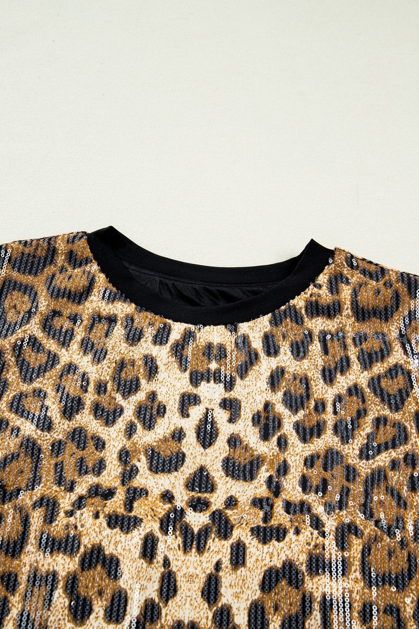 Leopard Sequin Short Sleeve Top - Rooted & Reckless Co.