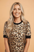 Leopard Sequin Short Sleeve Top - Rooted & Reckless Co.